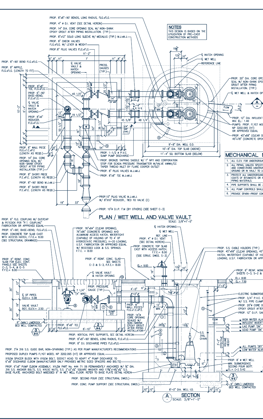 Municipal pump station capacity upgrade, engineering drawing